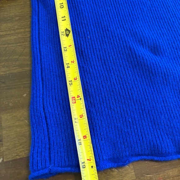 RtA Millie Tie Neck Sweater 100% Cashmere Silk Royal Blue Small Scarf Cut Out - Picture 11 of 15